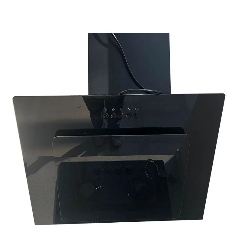 Low Noise Touch Button Tempered Glass Panel Slant Range Hood
